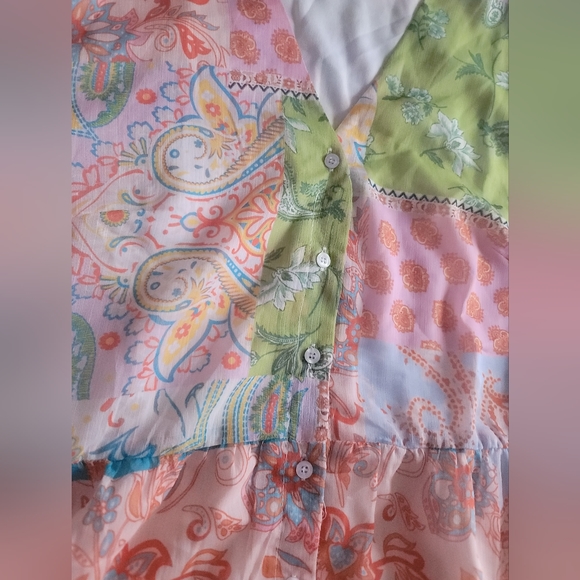 Shein Patchwork Button Down Ruffle Dress - Picture 9 of 10